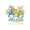 Exotic island summer vacation Maldive travel logo
