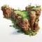 Exotic Landscape: 3d Cliff Model With Tucked Grass