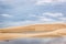 Exotic landscape in northern Brazil - natural pool, dunes, clouds