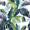 Exotic leaves and branches, many kinds of plants seamless pattern.
