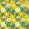 Exotic lemon wild fruit pattern in a watercolor style.