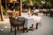 Exotic luxury dining Summer open air restaurant at a tropical hotel