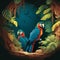 Exotic Macaw Habitats At Rainforest. Generative AI