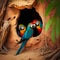 Exotic Macaw Habitats At Rainforest. Generative AI