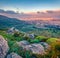 Exotic morning cityscape of Trapani town. Colorful spring sunrise in Sicily, Italy, Europe. Traveling concept background