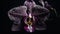 Exotic moth orchid blossom in purple elegance on black background generated by AI