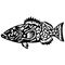 Exotic, ornamental fish of the carp family. Emblems for t-shirts, logo or tattoo with scribbles, outline design linear elements in