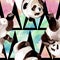 Exotic panda wild animal isolated. Watercolor background illustration set. Seamless background pattern.