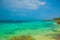 Exotic Paradise. Tropical Resort. Caribbean sea Jetty near Cancun. Mexico beach tropical