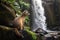 exotic pet with view of towering waterfall, cascading water