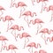 Exotic pink flamingo birds stride seamless pattern