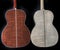 Exotic, rare and figured wood on the backs of acoustic guitars - flamed maple figured tiger mahogany