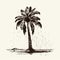 Exotic Realism: Hand Drawn Palm Tree With Rain In Old Style