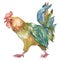 Exotic rooster farm animal in a watercolor style isolated. Aquarelle wild animal for background.