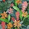 exotic seamless pattern of tropical plants
