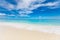Exotic seascape shore. Beautiful sea sand sky waves of deserted Indian ocean sandy beach, Maldives. Idyllic summer nature