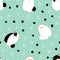 Exotic Shorthair cat seamless pattern background with geometric shapes. Cartoon cat kitten background in memphis style.