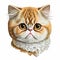 Exotic Shorthair portrait icon head colorful cat.