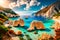 exotic springtime beach vista. Wonderful Islands morning scene. Sea\\\'s breathtaking seascape. Beautiful Islands outside scene