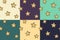 Exotic star fruit seamless pattern set. Vector carambol or eco nature ingredient collection for food