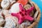 Exotic Starfish Ocean Conch Collection Wood Basket