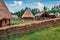 Exotic summer view of traditional romanian peasant houses.