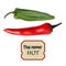 Exotic Thai pepper fruit, spicy capsicum. Tropical hot green pepper close-up