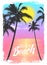 Exotic Travel Background with Palm Trees. Summer Print for T-Shirt.