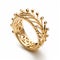 Exotic Trident Gold Ring With Diamond Accents - Inspired By Crown