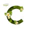 Exotic Tropical Alphabet letter C. Floral font letter with palm. Summer text typography creative design C