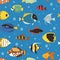 Exotic tropical fish underwater ocean or aquarium aquatic nature seamless pattern background vector