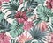 Exotic tropical flowers in pastel colors