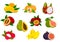 Exotic tropical fruit isolated icon set