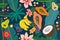 Exotic tropical garden. Wide print.