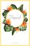 Exotic tropical greenery decoration round circle wreath design element. Monstera jungle palm rainforest tree leaves.