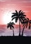 Exotic tropical  landscape. Palm trees at sunset or moonlight. Seascape. Tourism and travelling.