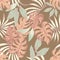Exotic tropical leaves indian summer color seamless pattern