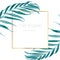 Exotic tropical palm leaves frame card template