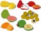 Exotic tropical sweet fruts collection vector illustration