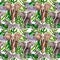 Exotic zebra and elephant wild animals pattern in a watercolor style.