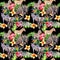 Exotic zebra and elephant wild animals pattern in a watercolor style.