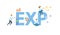 EXP, Export. Concept with keyword, people and icons. Flat vector illustration. Isolated on white.