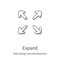 expand icon vector from web design and development collection. Thin line expand outline icon vector illustration. Linear symbol