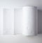 expanded white roll of kitchen paper towel on a white background