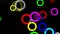 Expanding colorful circles motion graphics with plain black background