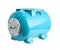 Expansion tank for a pump station. Cyan colour pump booster pressure vessel.