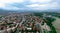 Expansive aerial shot of the bustling cityscape of Skopje in the Republic of Macedonia