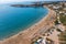 Expansive aerial view of Cyprus sandy beach and azure ocean water, natural beauty of coastline and vastness of sea