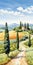 Expansive Cinquecento Landscape: A Detailed Architecture Painting Of A Dirt Road