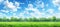 Expansive green meadow under clear blue sky serene nature background landscape view